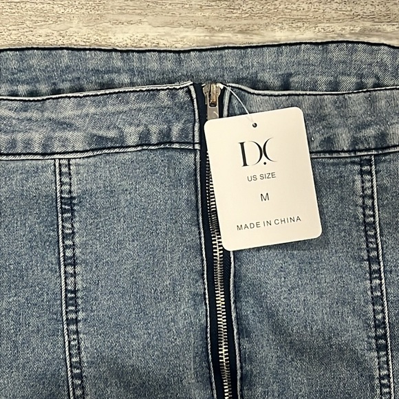 Light Wash Sleeveless Denim Dress with Raw Hem - Picture 10 of 10